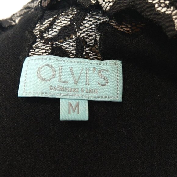 Olvis 100% Cashmere and Lace Skirt Top Set Size M Black Knit Sweater Formal - Picture 12 of 14